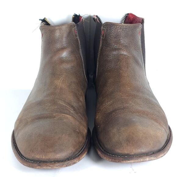 Freebird By Steven Men\'s US 10? Brown Leather Distressed Back Zip Chelsea Boots